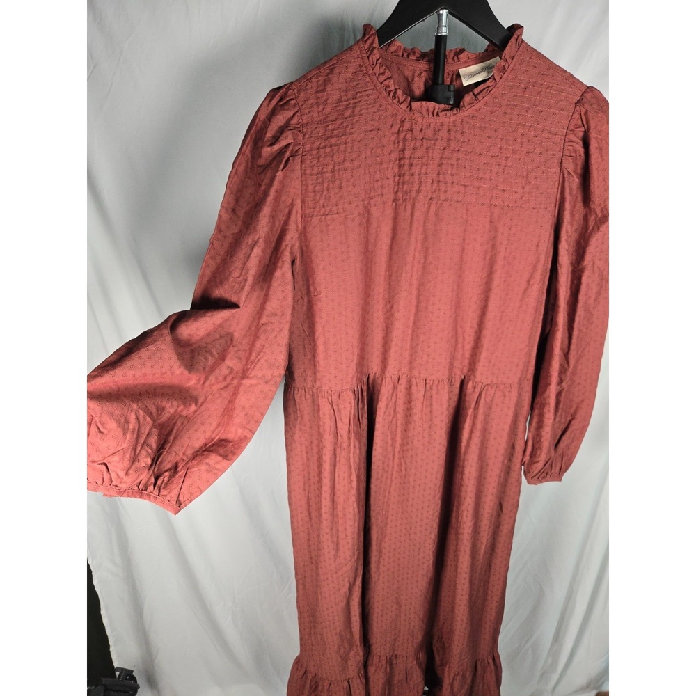 Universal Thread XL Burgundy Prairie Dress NWT Embroidered Cottagecore Modest